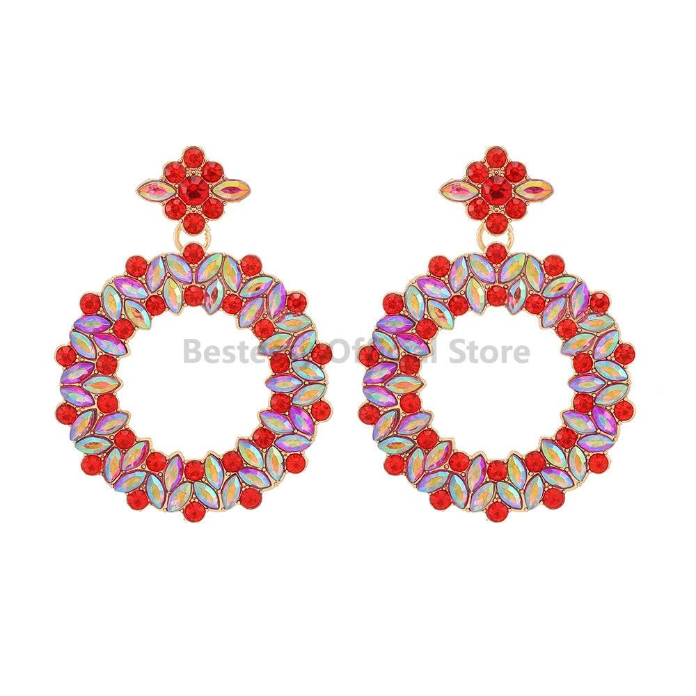 Bohemian Resin Colored Retro Big Round Design Earrings For Women Trendy Luxury Elegant Earrings Holiday Girls Jewelry Gifts Girl