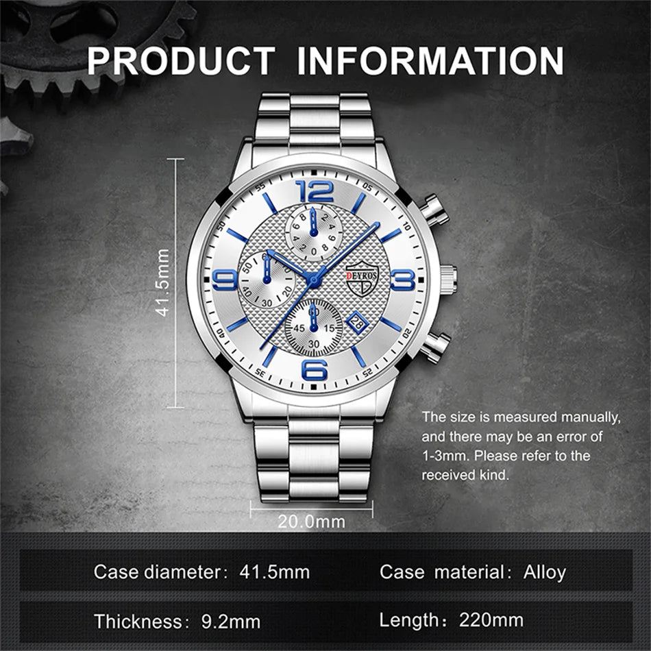 Brand Fashion Men's Sports Watches for Men Business Stainless Steel Quartz Wrist Watch Luxury Man Casual Leather Luminous Clock
