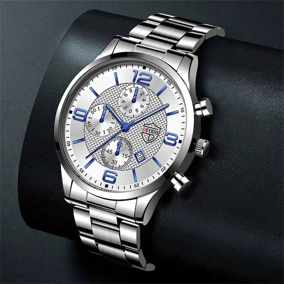 Brand Fashion Men's Sports Watches for Men Business Stainless Steel Quartz Wrist Watch Luxury Man Casual Leather Luminous Clock