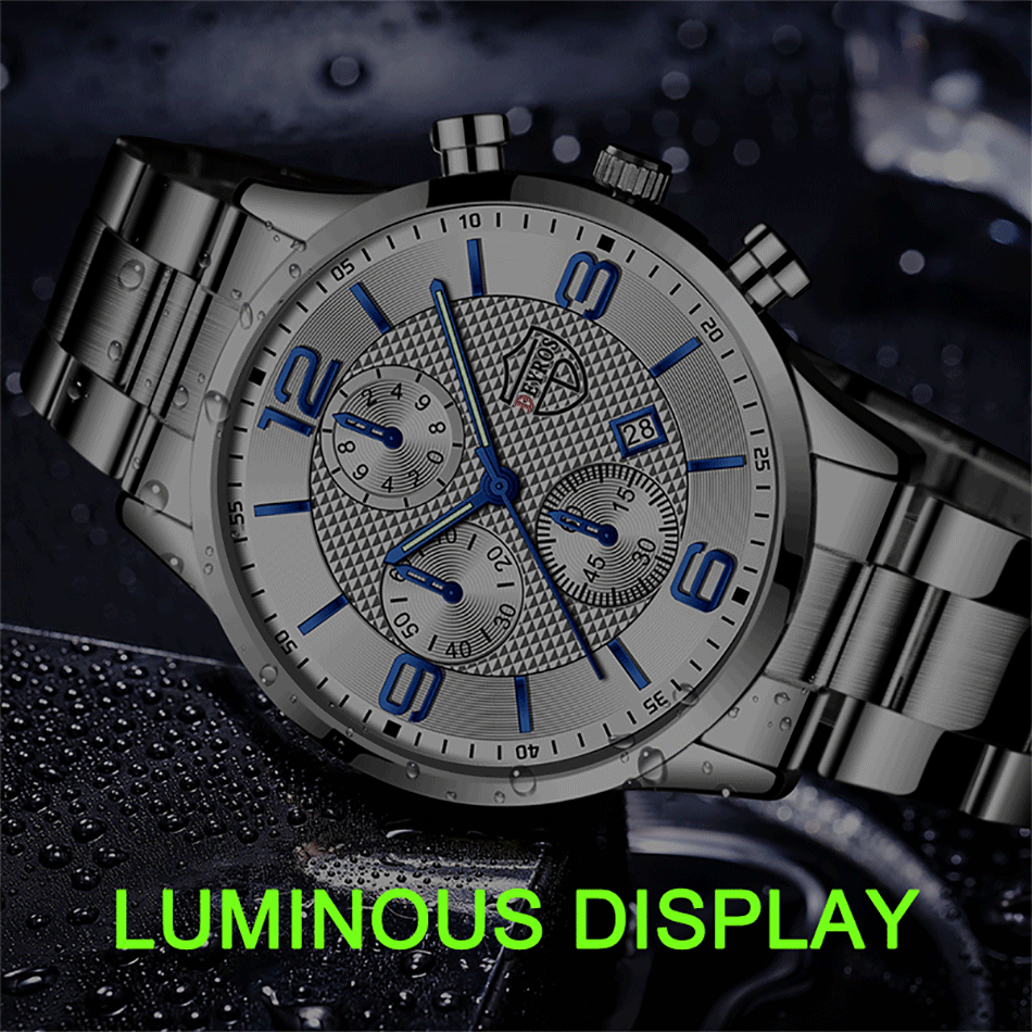 Brand Fashion Men's Sports Watches for Men Business Stainless Steel Quartz Wrist Watch Luxury Man Casual Leather Luminous Clock