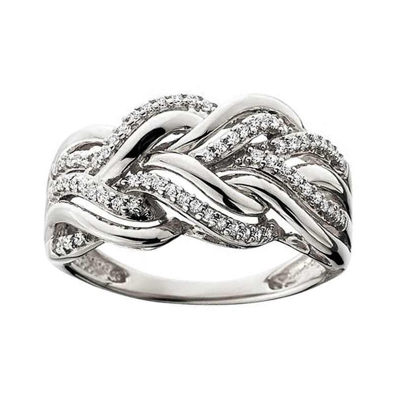 Huitan Hot Trend Gold Color Rings for Women Twist Design Luxury Inlaid Shiny CZ Fashion Luxury Wedding Engagement Jewelry Bulk