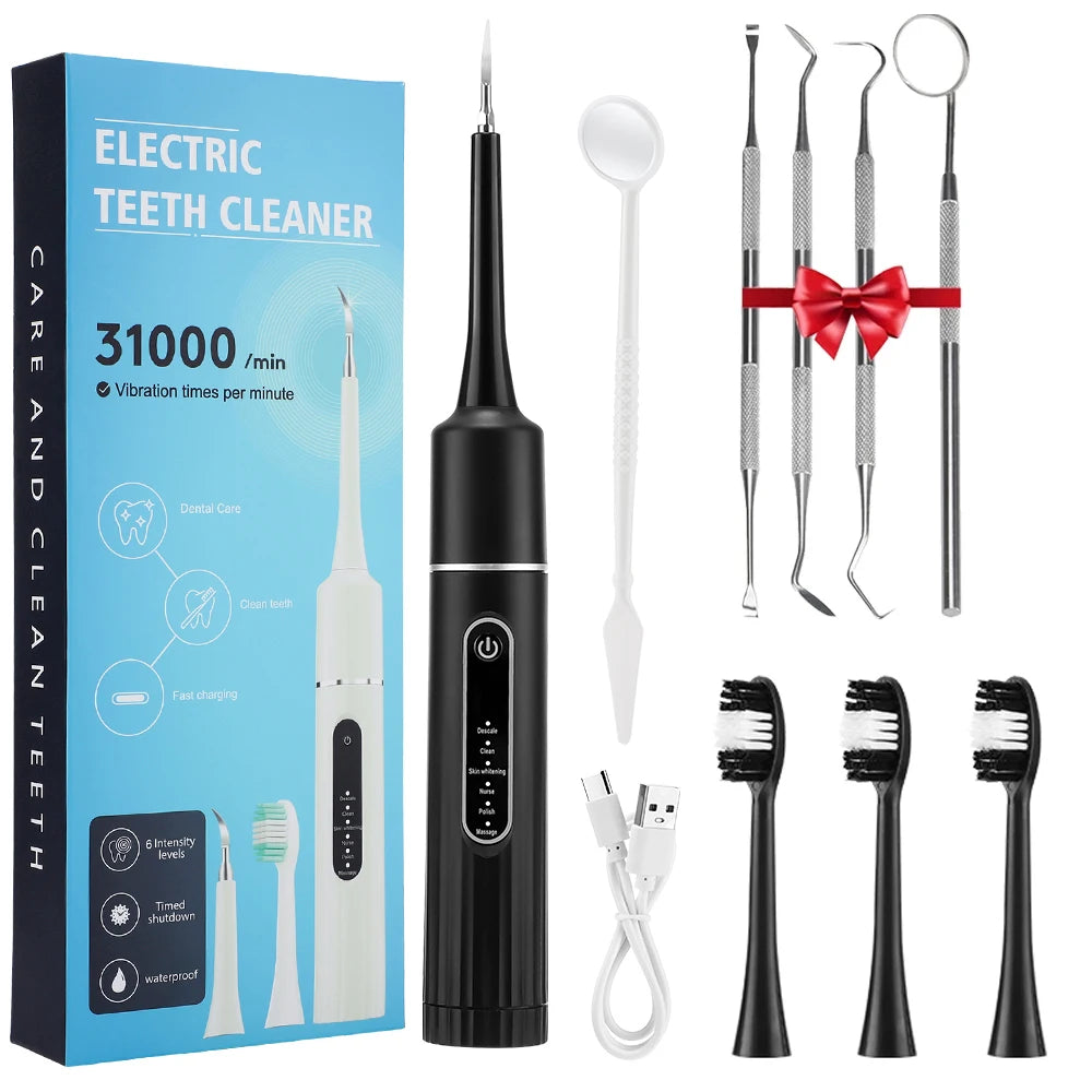 Electric Tooth Cleaner Waterproof Toothbrush Sonic Vibration Dental Scaler Plaque Calculus Tartar Remover Teeth Cleaning Tools