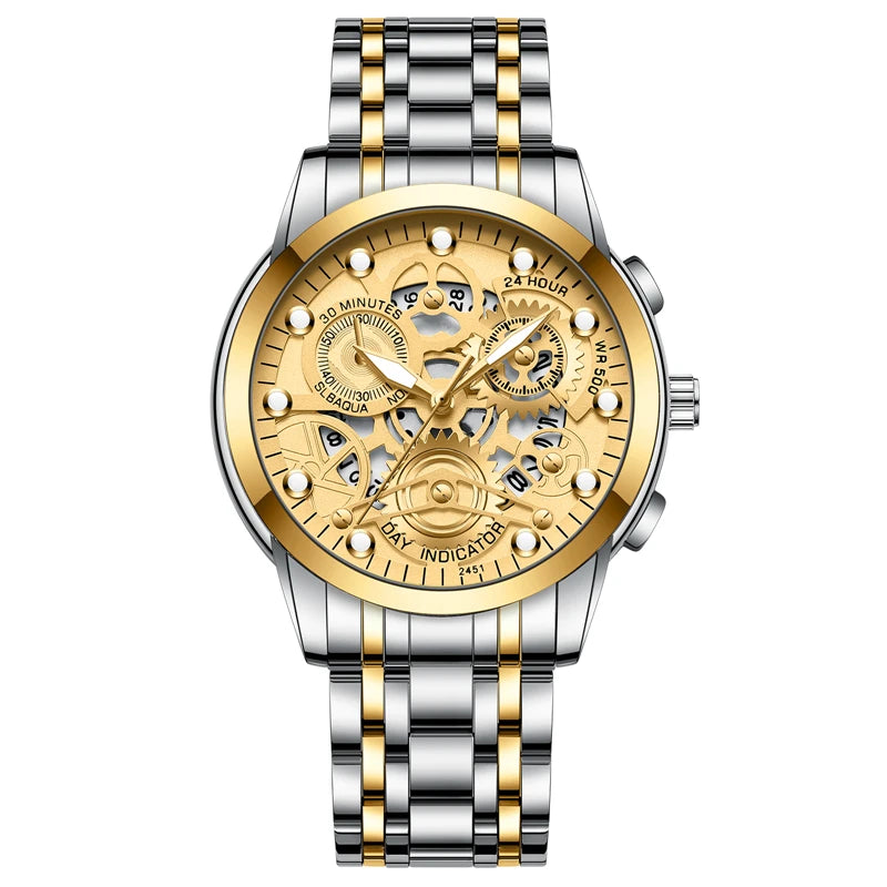 2024 Top Brand Mens Watches Stainless Steel Strap Casual Male Quartz Sports Wristwatch Luxury Waterproof Date Clock