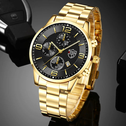Brand Fashion Men's Sports Watches for Men Business Stainless Steel Quartz Wrist Watch Luxury Man Casual Leather Luminous Clock