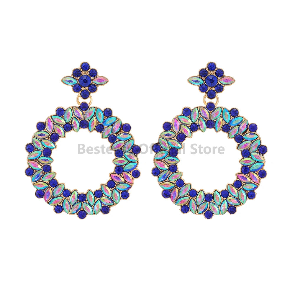 Bohemian Resin Colored Retro Big Round Design Earrings For Women Trendy Luxury Elegant Earrings Holiday Girls Jewelry Gifts Girl