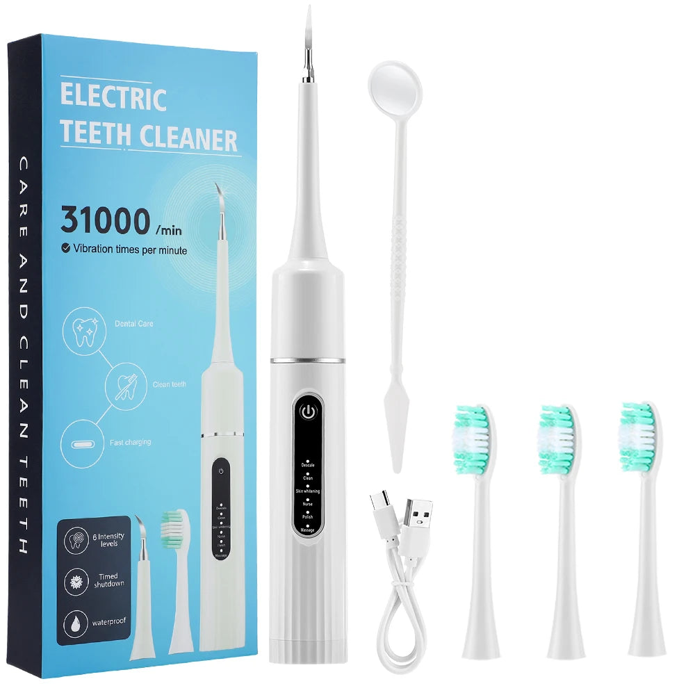 Electric Tooth Cleaner Waterproof Toothbrush Sonic Vibration Dental Scaler Plaque Calculus Tartar Remover Teeth Cleaning Tools
