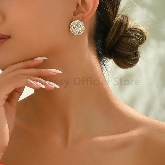 Vintage New Trend Colorful Crystal Round Earrings For Women Luxury Charm Designer Party Statement Ear Rings Fashion Jewelry 2025