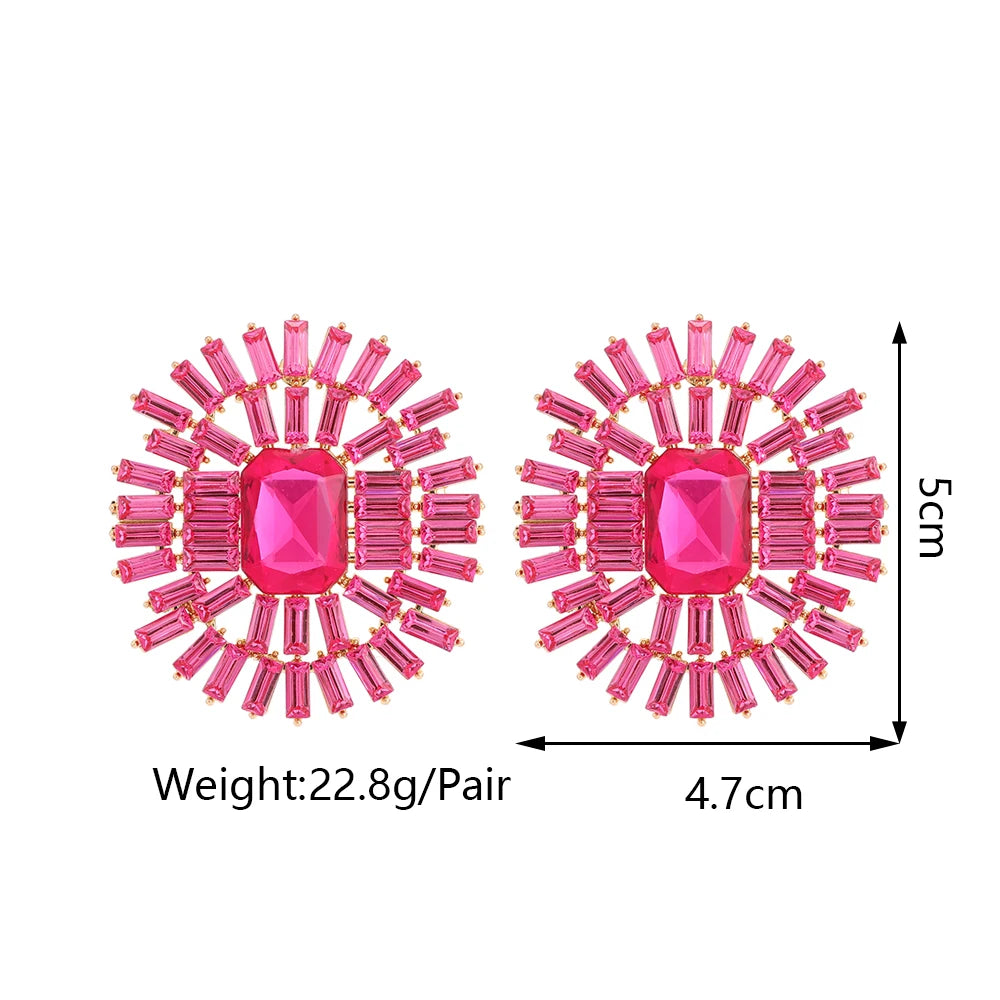 New Fashion Resin Metal Piercing Round Stud Earrings For Women Luxury Design Jewelry Modern Popular Eco-Friendly Ear Accessories