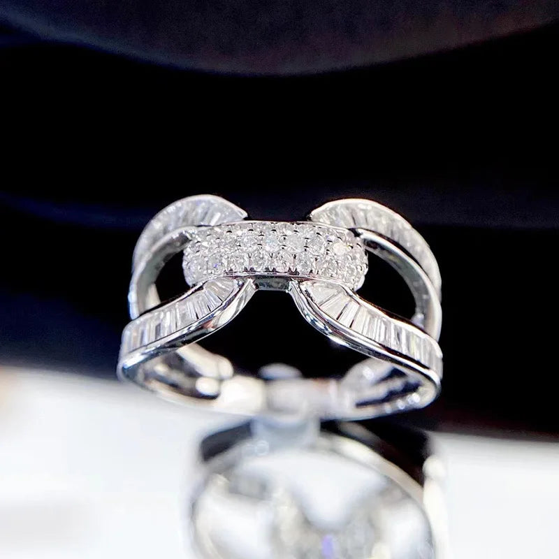 Huitan Creative Design Wedding Rings for Women Modern Fashion New Finger Accessories Engagement Party Temperament Female Jewelry
