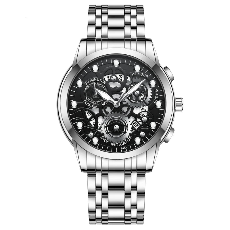 2024 Top Brand Mens Watches Stainless Steel Strap Casual Male Quartz Sports Wristwatch Luxury Waterproof Date Clock
