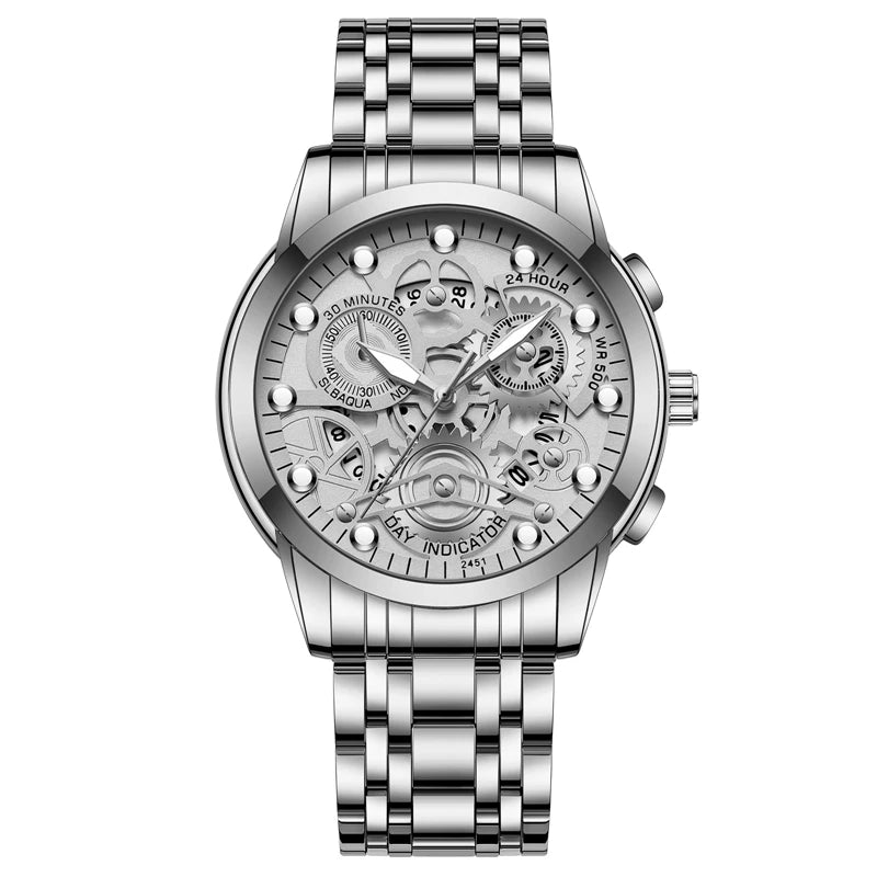 2024 Top Brand Mens Watches Stainless Steel Strap Casual Male Quartz Sports Wristwatch Luxury Waterproof Date Clock
