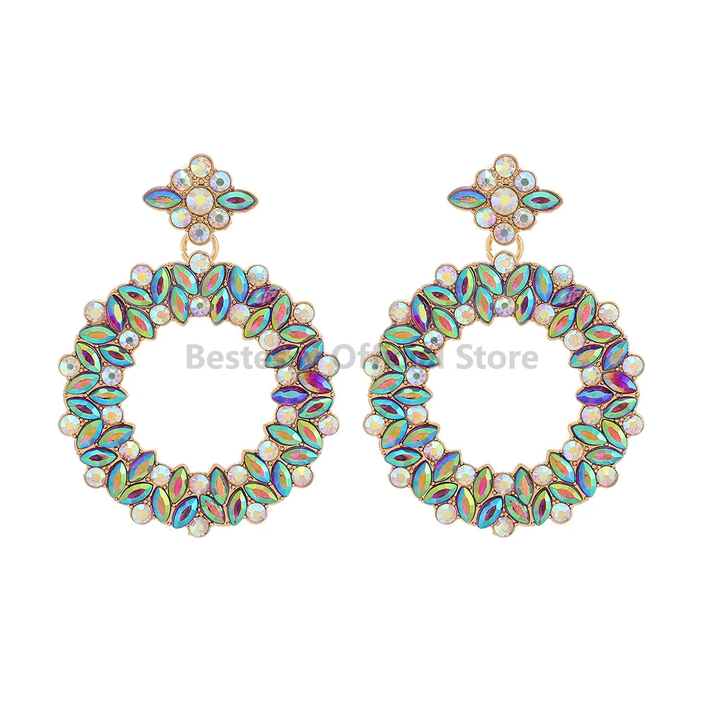 Bohemian Resin Colored Retro Big Round Design Earrings For Women Trendy Luxury Elegant Earrings Holiday Girls Jewelry Gifts Girl