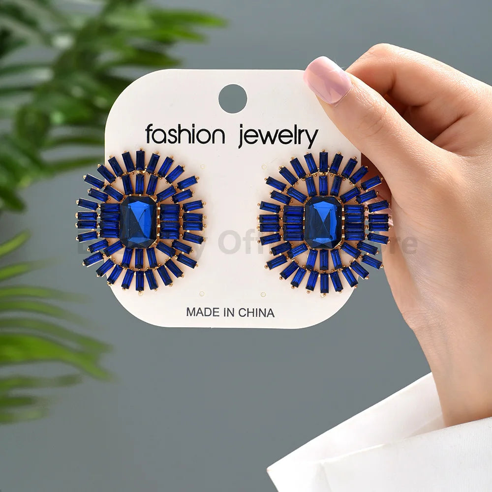 New Fashion Resin Metal Piercing Round Stud Earrings For Women Luxury Design Jewelry Modern Popular Eco-Friendly Ear Accessories