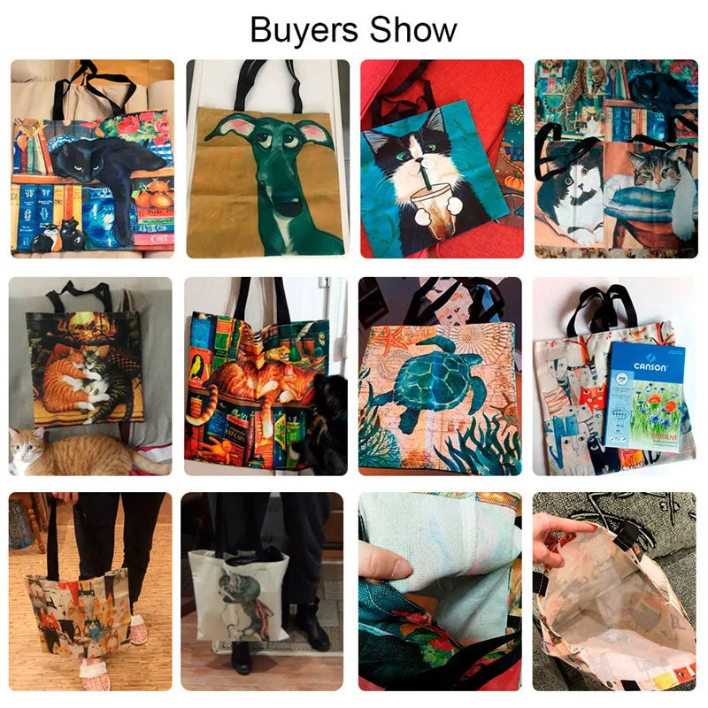 Cute Mushroom Print Shopping Bag Lady Handbag Eco Reusable Large Tote Shopper Storage Bags