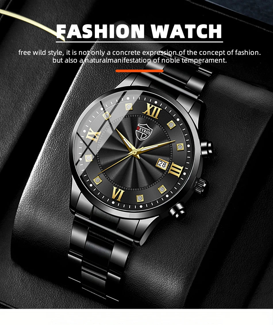 Fashion Mens Stainless Steel Watches Luxury Minimalist Quartz Wrist Watch Men Business Casual Calendar Watch Reloj Hombre