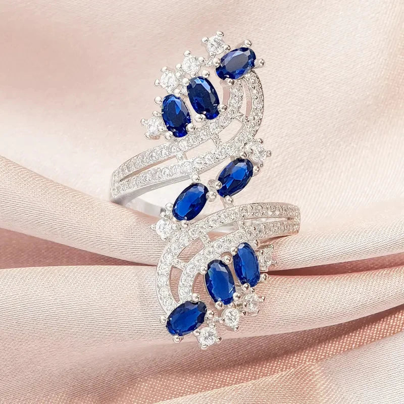 Huitan Gorgeous Women Rings White/Garnet/Purple/Blue Cubic Zirconia Aesthetic Bridal Rings for Wedding Party Drop Ship Jewelry