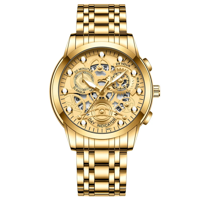 2024 Top Brand Mens Watches Stainless Steel Strap Casual Male Quartz Sports Wristwatch Luxury Waterproof Date Clock