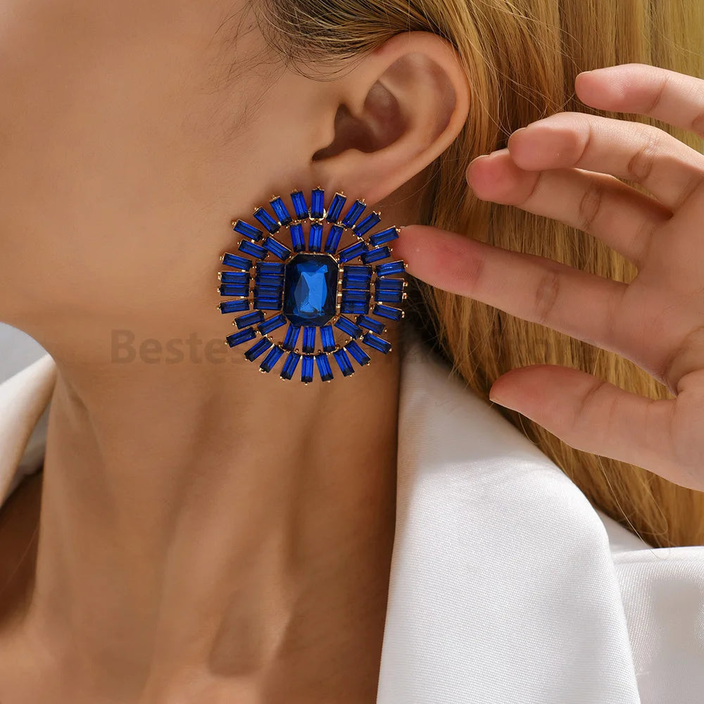 New Fashion Resin Metal Piercing Round Stud Earrings For Women Luxury Design Jewelry Modern Popular Eco-Friendly Ear Accessories