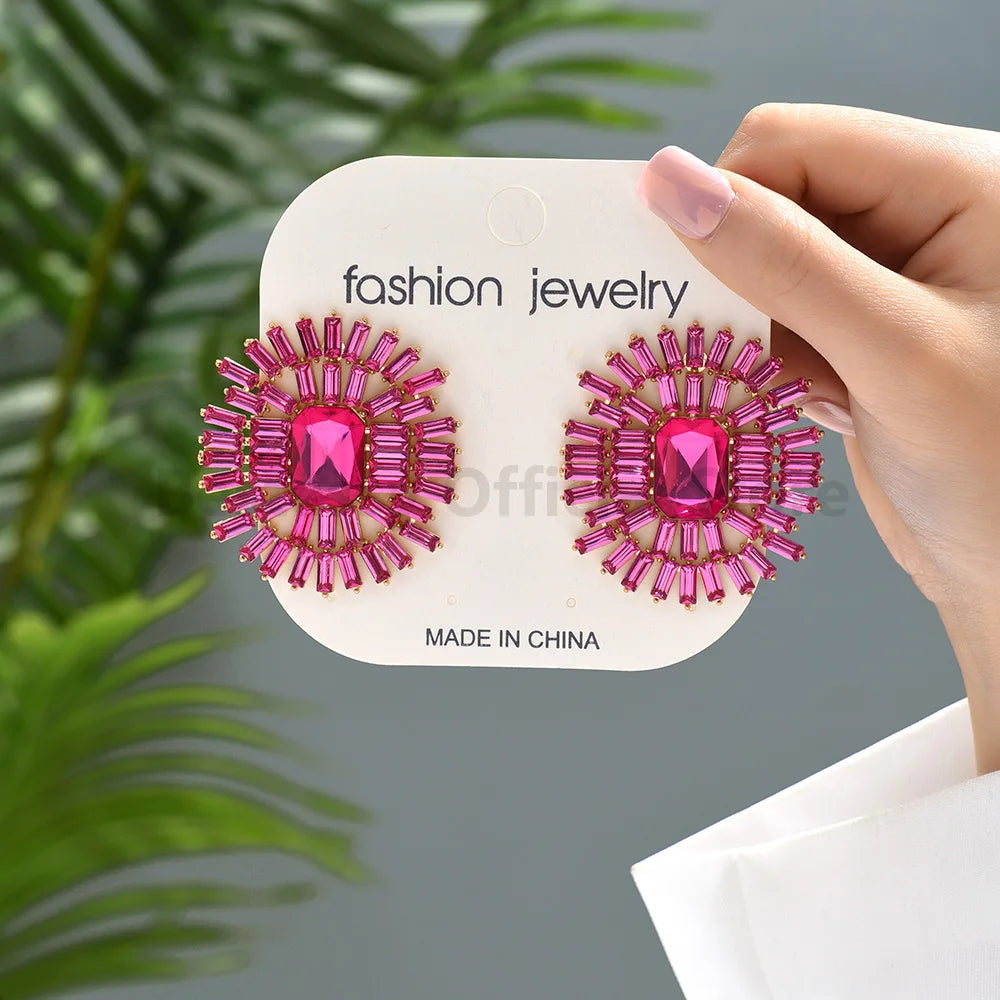 New Fashion Resin Metal Piercing Round Stud Earrings For Women Luxury Design Jewelry Modern Popular Eco-Friendly Ear Accessories
