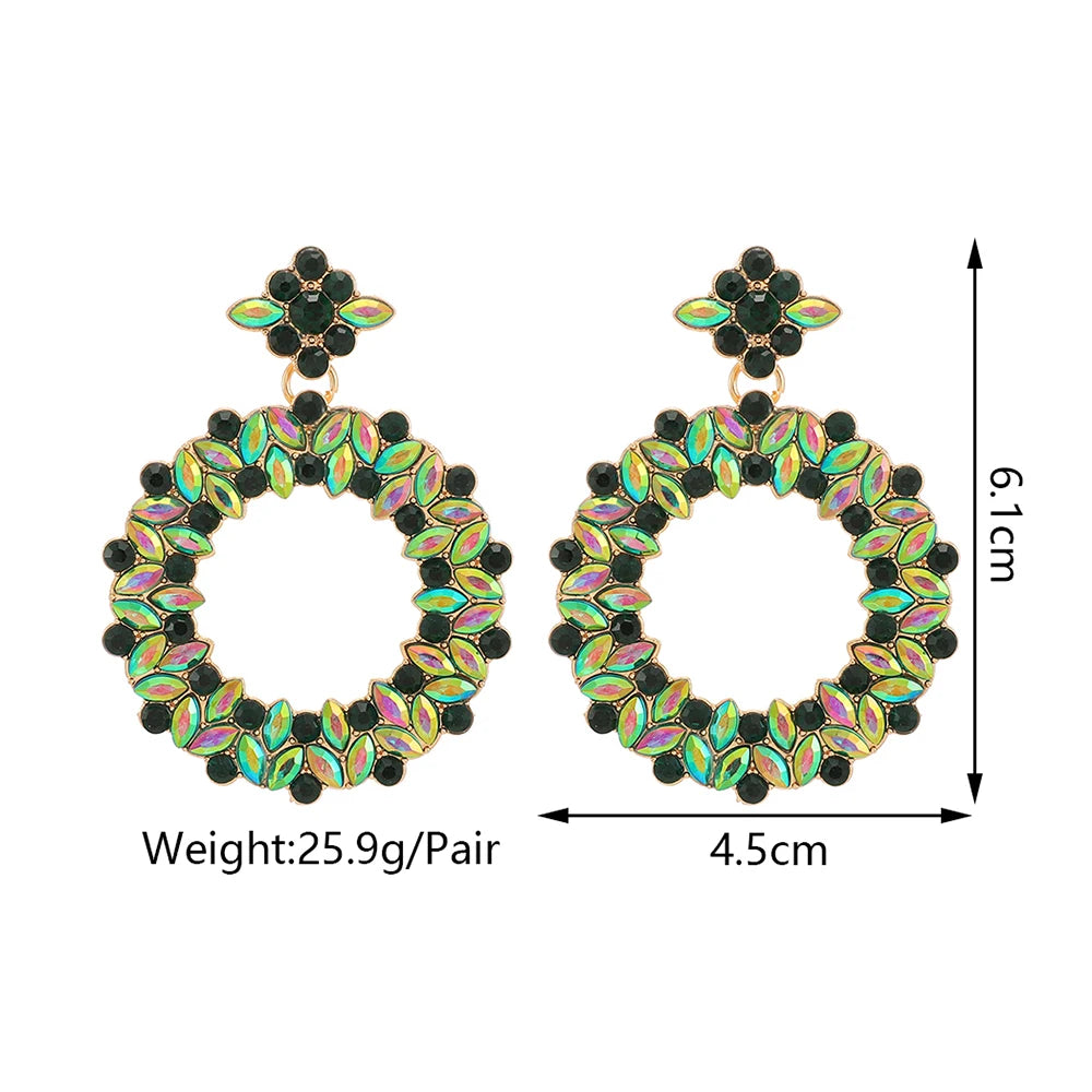 Bohemian Resin Colored Retro Big Round Design Earrings For Women Trendy Luxury Elegant Earrings Holiday Girls Jewelry Gifts Girl