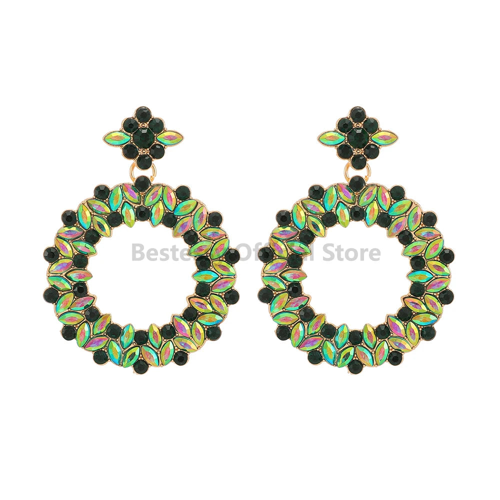 Bohemian Resin Colored Retro Big Round Design Earrings For Women Trendy Luxury Elegant Earrings Holiday Girls Jewelry Gifts Girl