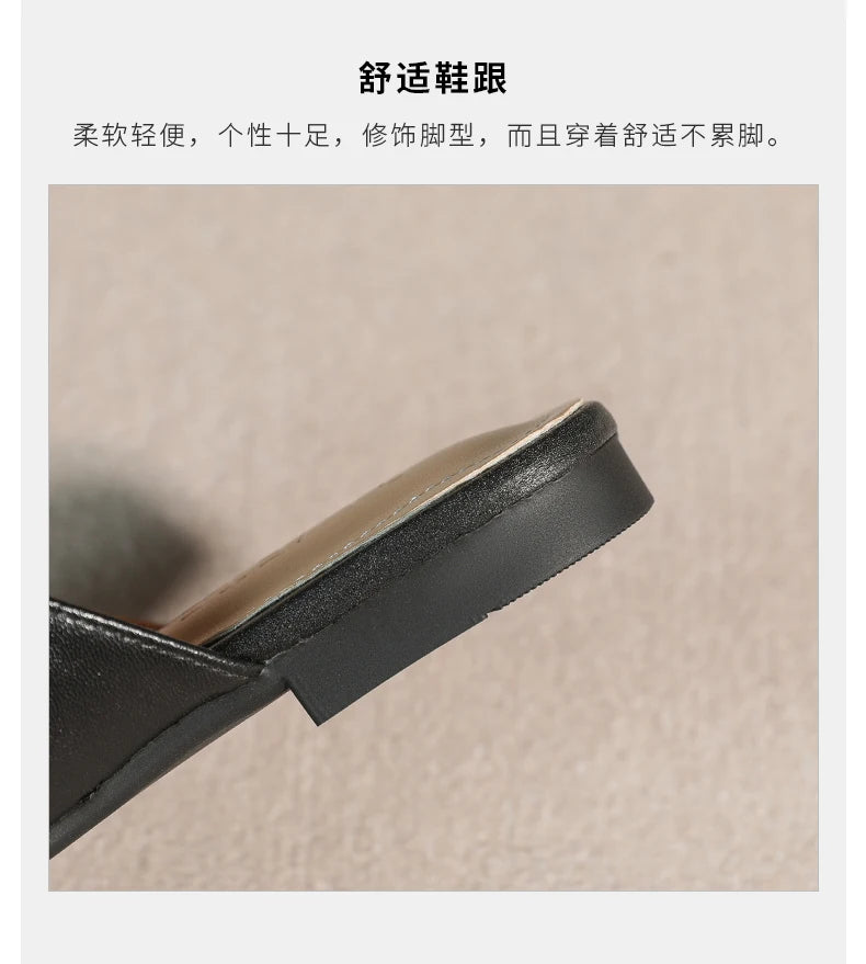 2024 spring and summer women’s outer wear slippers flat shoes Women's casual mules Stylish metal decoration Large size 41-44