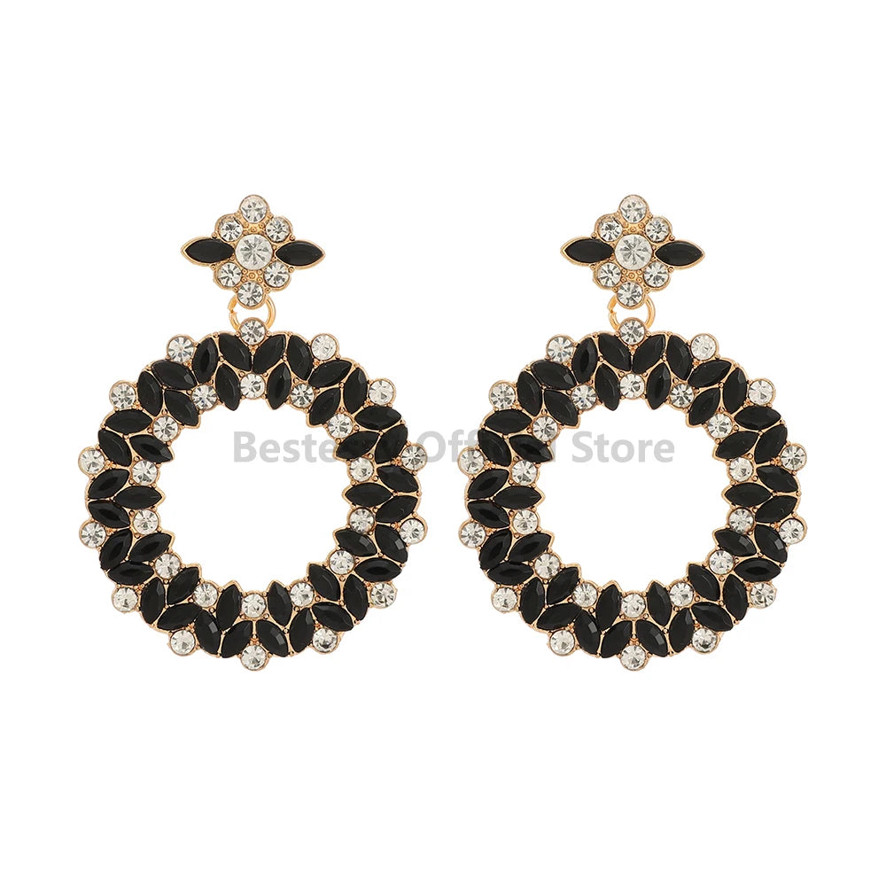 Bohemian Resin Colored Retro Big Round Design Earrings For Women Trendy Luxury Elegant Earrings Holiday Girls Jewelry Gifts Girl