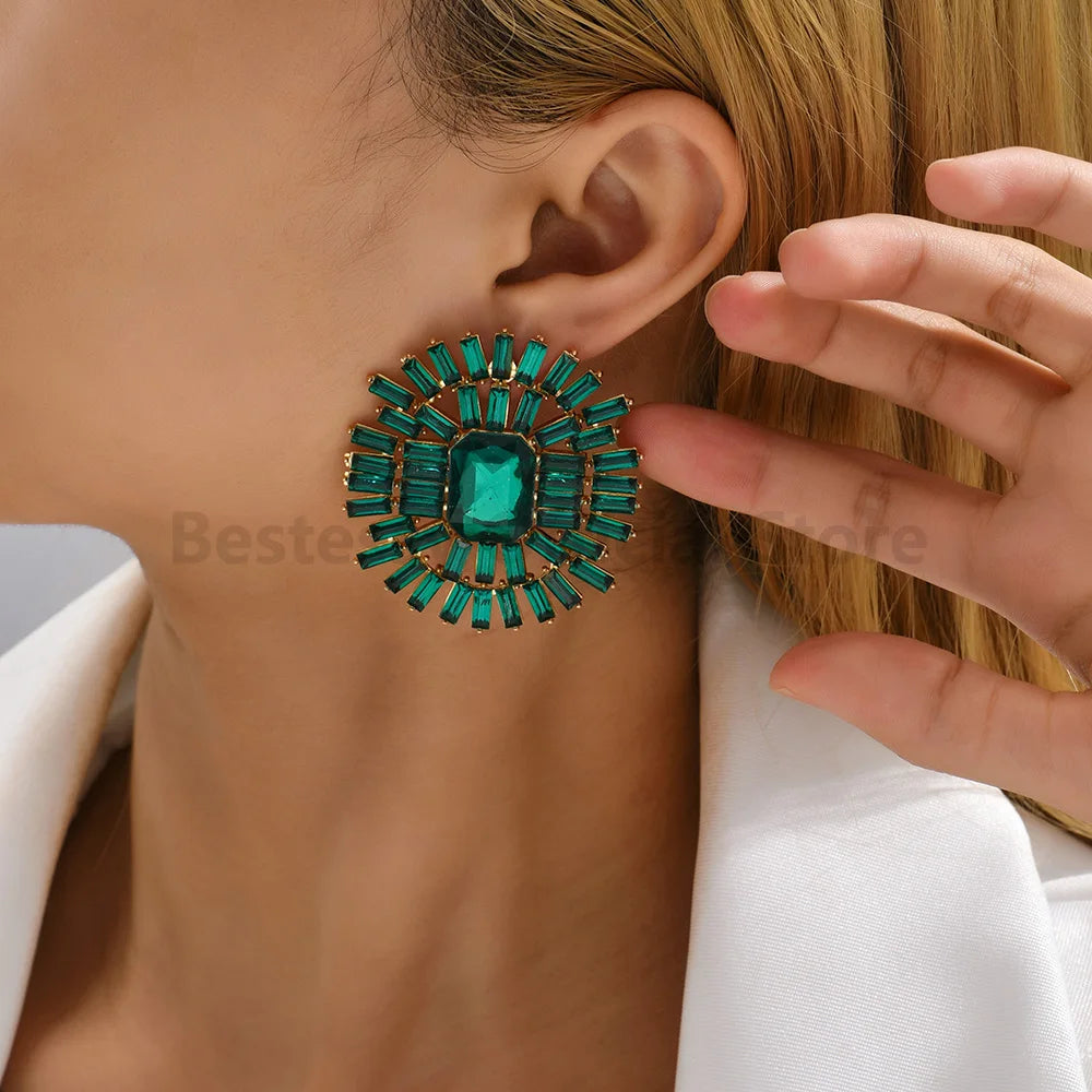 New Fashion Resin Metal Piercing Round Stud Earrings For Women Luxury Design Jewelry Modern Popular Eco-Friendly Ear Accessories