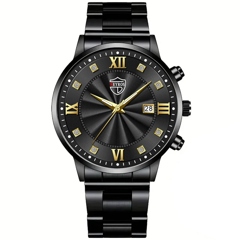 Fashion Mens Stainless Steel Watches Luxury Minimalist Quartz Wrist Watch Men Business Casual Calendar Watch Reloj Hombre