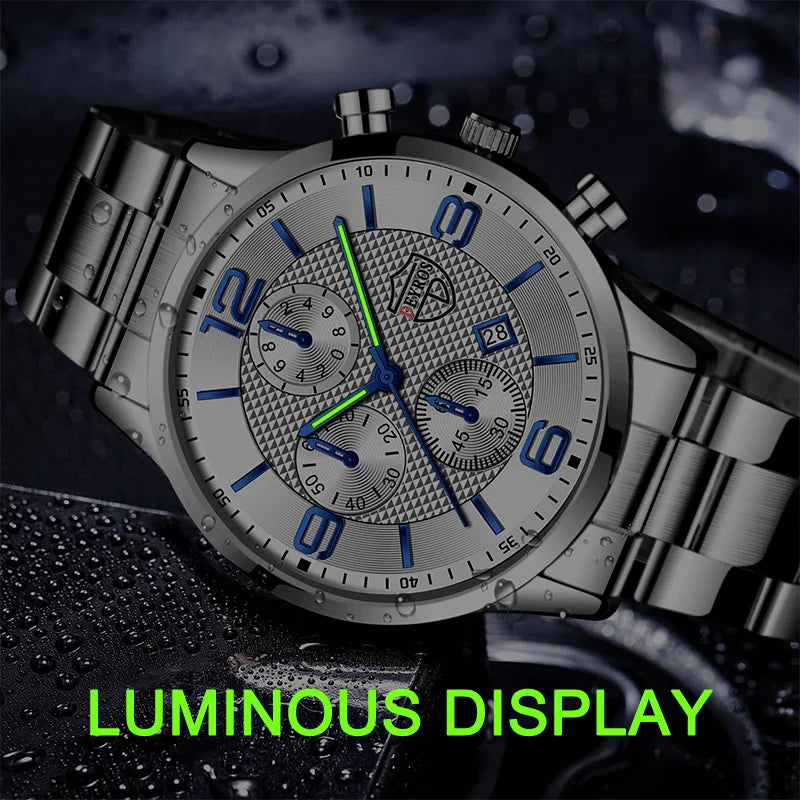 Brand Fashion Men's Sports Watches for Men Business Stainless Steel Quartz Wrist Watch Luxury Man Casual Leather Luminous Clock