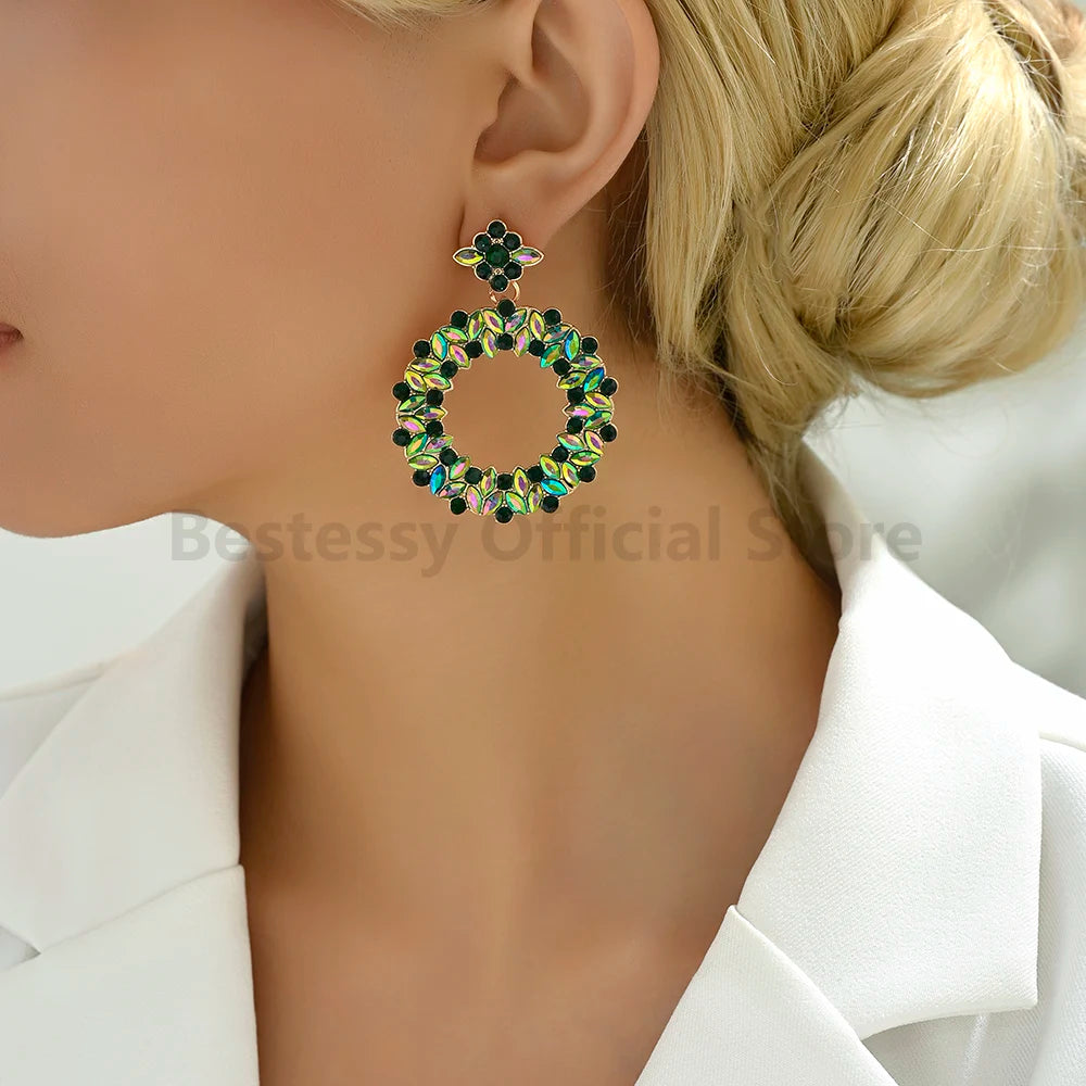 Bohemian Resin Colored Retro Big Round Design Earrings For Women Trendy Luxury Elegant Earrings Holiday Girls Jewelry Gifts Girl