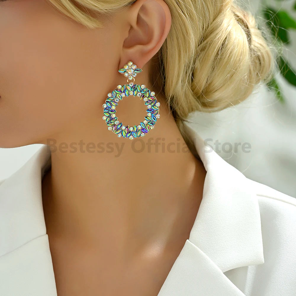 Bohemian Resin Colored Retro Big Round Design Earrings For Women Trendy Luxury Elegant Earrings Holiday Girls Jewelry Gifts Girl