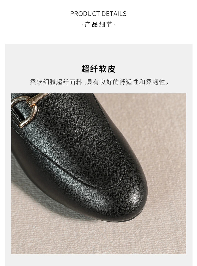 2024 spring and summer women’s outer wear slippers flat shoes Women's casual mules Stylish metal decoration Large size 41-44