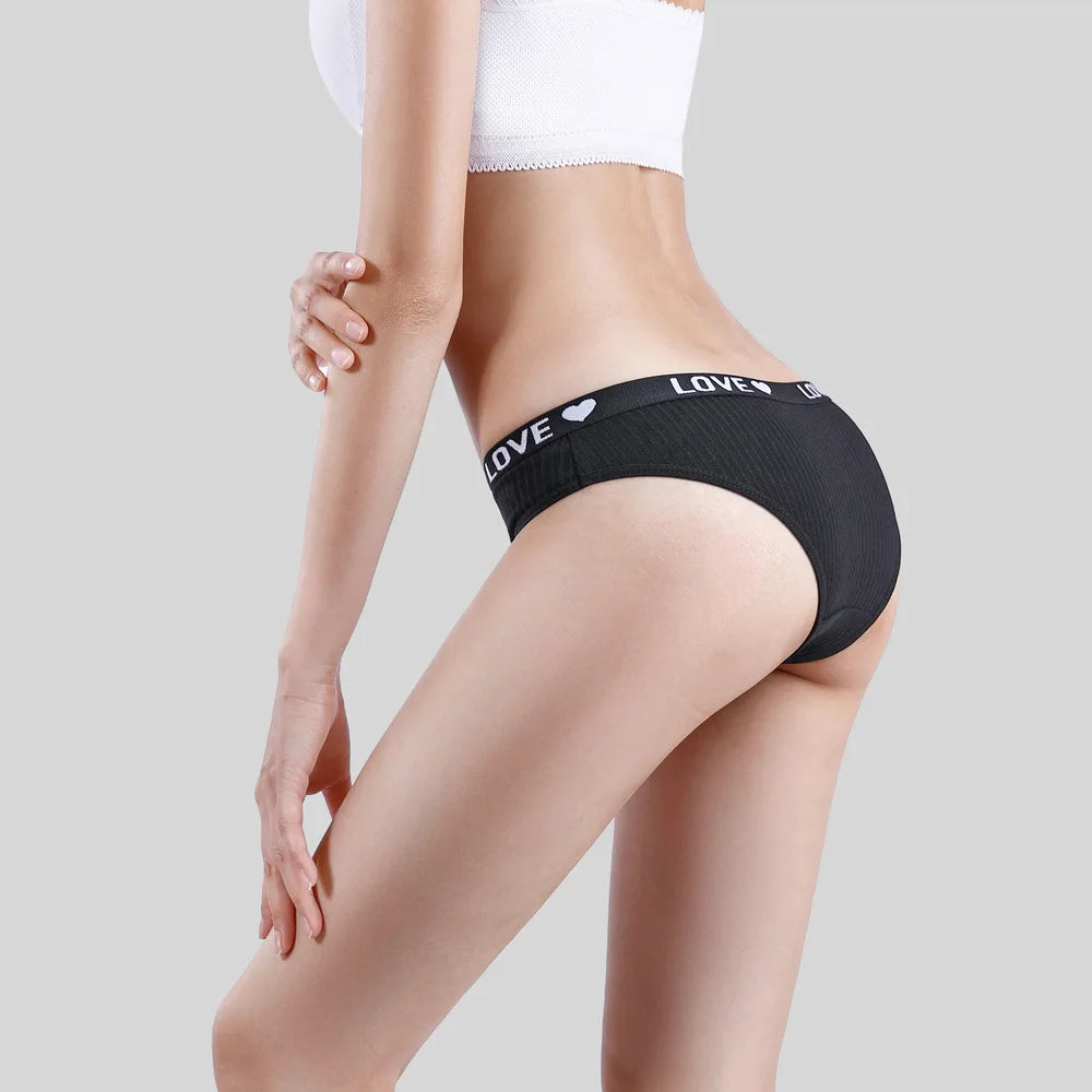 Women Underwear Ladies Panties Cotton Low Rise Solid Cute Bow Soft Breathable Briefs for Girls 6 Pcs/set